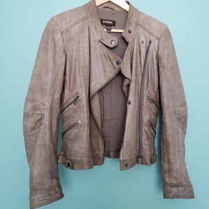 Danier Tan/Grey Leather Moto Jacket